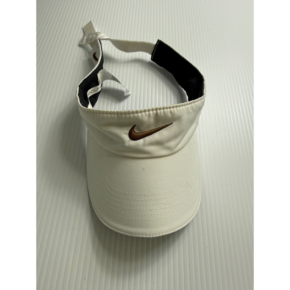 Nike Golf Visor‎ White Adjustable Strap Embroidered Swoosh Athletic